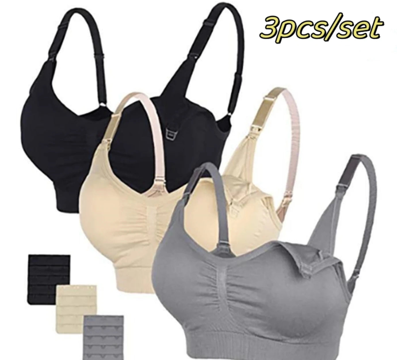 Set of 3 Seamless Maternity Nursing Bras
